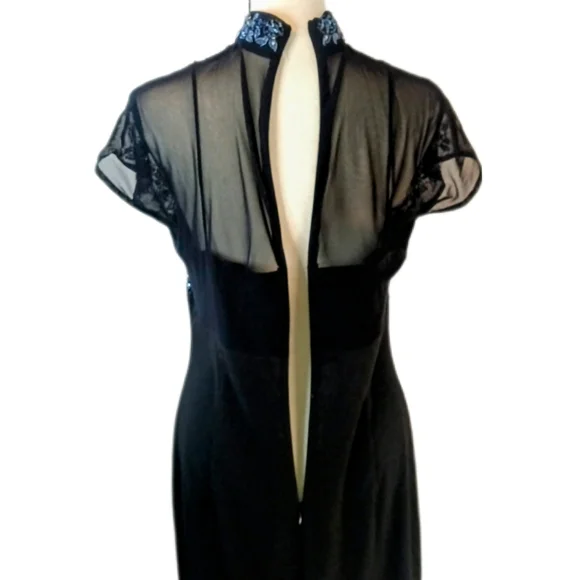 Vintage :: Ste'nay Sequin Regency Beaded Black Maxi Formal Event Dress Size 12 - Picture 11 of 13